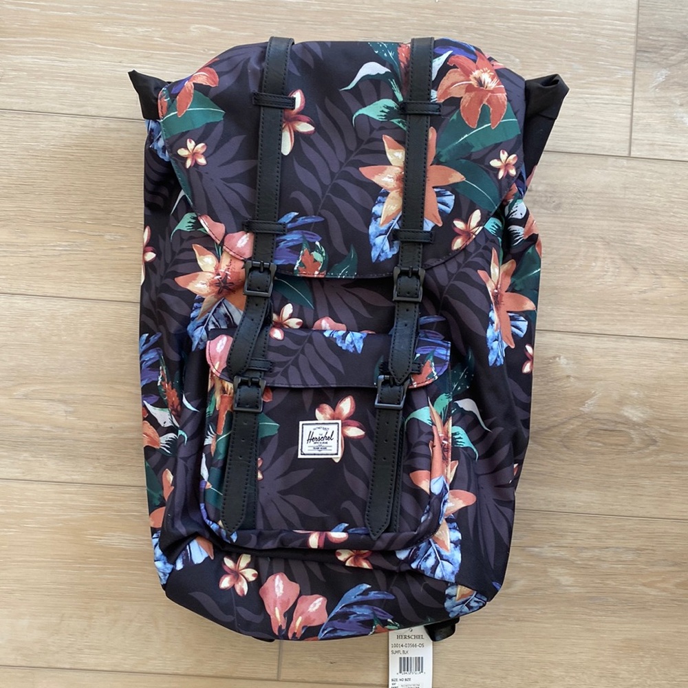 HERSCHEL Little America Black Floral Backpack